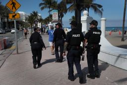  Fort Lauderdale police patrol the beach.