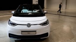 23 September 2019, Lower Saxony, Salzgitter: A new electric car Volkswagen ID.3 is available at the VW plant Salzgitter. Volkswagen has started producing its own battery cells for electric cars. VW opened a pilot production facility for small series at its Salzgitter plant. Photo: Julian Stratenschulte/dpa (Photo by Julian Stratenschulte/picture alliance via Getty Images)