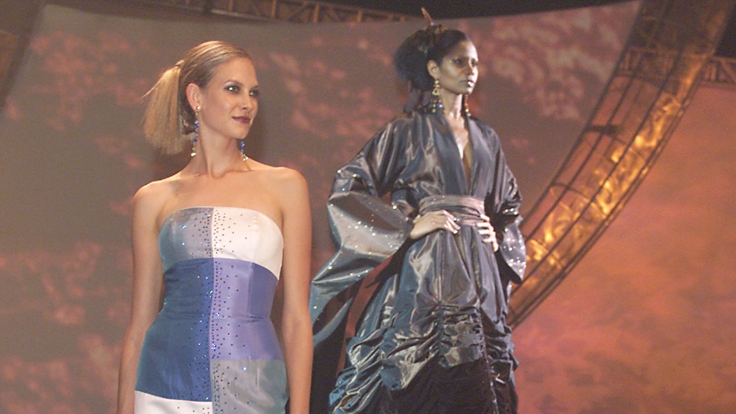 Models show Jessica McClintock dresses in 2001. 