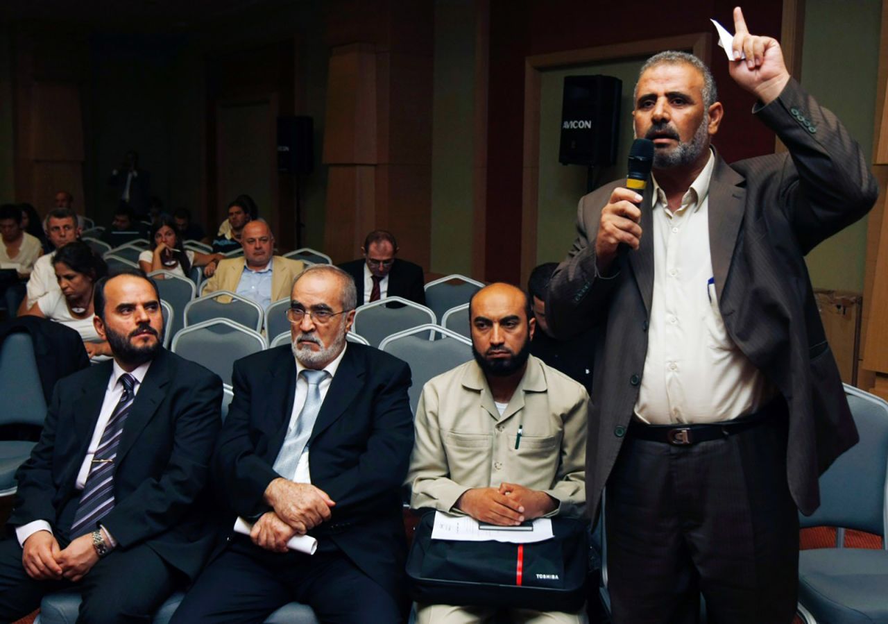 Jamal al-Wadi speaks in Istanbul on September 15, 2011, after an alignment of Syrian opposition leaders announced the creation of a Syrian National Council -- their bid to present a united front against Bashar al-Assad's regime and establish a democratic system.