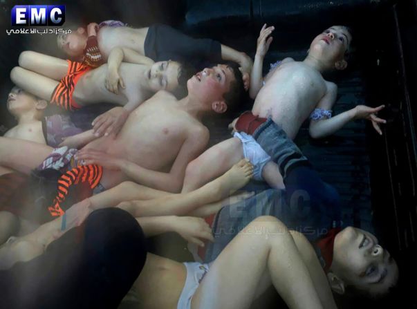 This photo, provided by the activist Idlib Media Center, shows dead children after a <a href="index.php?page=&url=https%3A%2F%2Fedition.cnn.com%2F2017%2F04%2F05%2Fmiddleeast%2Fsyria-airstrike-idlib-how-it-unfolded%2Findex.html" target="_blank">suspected chemical attack</a> in the rebel-held city of Khan Sheikhoun on April 4, 2017. Dozens of people were killed, according to multiple activist groups. The United States responded a few days later by launching between 50-60 Tomahawk missiles at a Syrian government airbase. US officials said the base was home to warplanes that carried out the chemical attack. Syria has repeatedly denied it had anything to do with the attack.