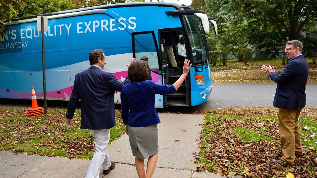 Cuomo womens equality express bus tour 2014