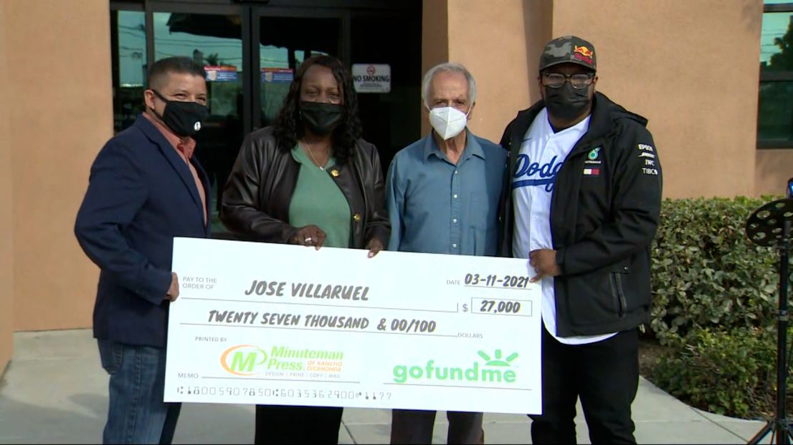 Villarruel was surprised with a check for $27,000 on his 77th birthday.