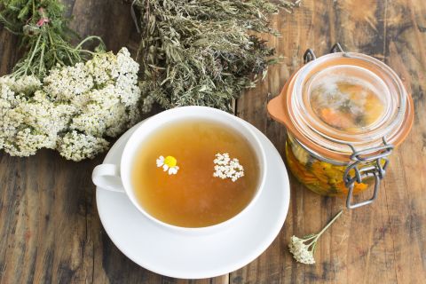 Unwind with a cup of herbal chamomile tea after a long, hectic day.