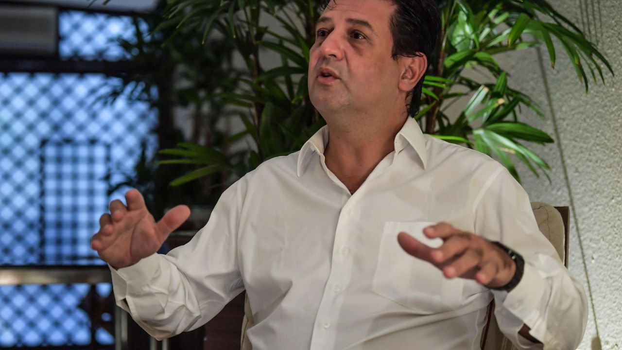 Former Brazil's Health Minister Luiz Henrique Mandetta, gestures during an interview with AFP, in Sao Paulo, Brazil, on June 18, 2020. (Photo by NELSON ALMEIDA / AFP) (Photo by NELSON ALMEIDA/AFP via Getty Images)