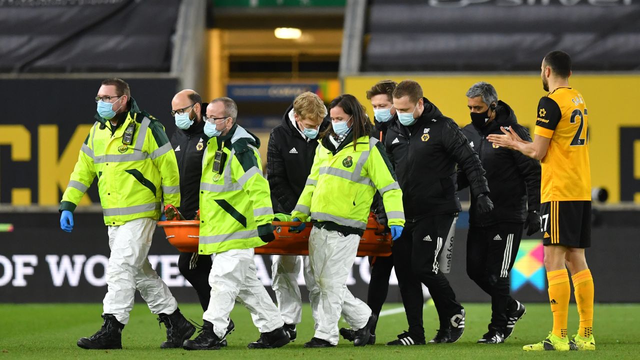 Rui Patricio is stretchered off at Molineux.