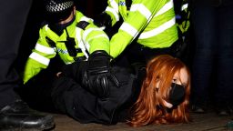 Mandatory Credit: Photo by James Veysey/Shutterstock (11798757w)Patsy Stevenson is arrested at a vigil in memory of murdered Sarah Everard. Patsy StevensonSarah Everard vigil, Clapham, London, UK - 13 Mar 2021