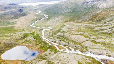 Shown is a winding river in Greenland.