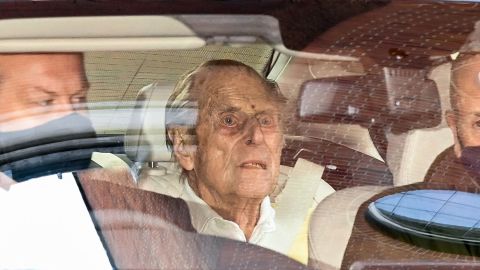 Prince Philip seen leaving a central London hospital this week. 