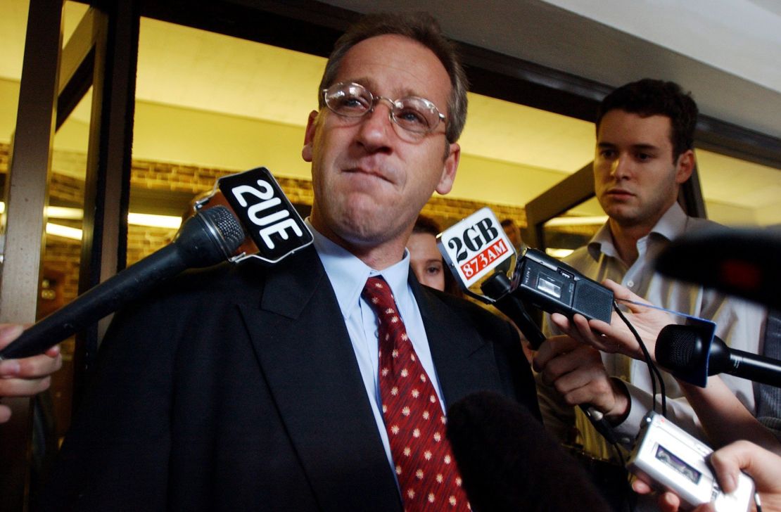Craig Folbigg speaks to media outside the Supreme Court on May 21, 2001. 