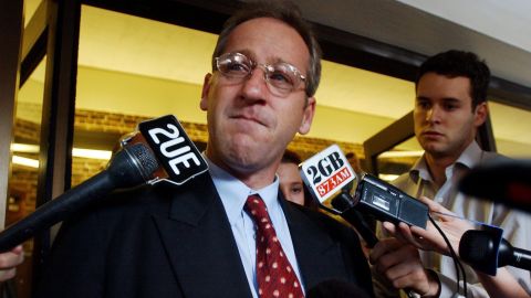 Craig Folbigg speaks to media outside the Supreme Court on May 21, 2001.