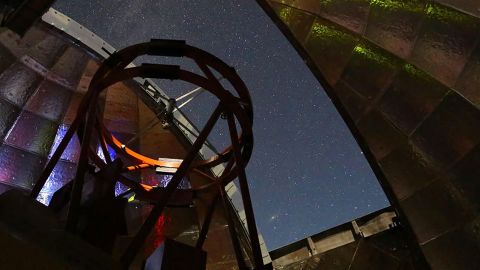 This photo shows the view from inside the dome of NASA's Infrared Telescope Facility.