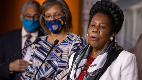 US Rep. Sheila Jackson Lee speaks at a Congressional Black Caucus press conference on Capitol Hill last summer.