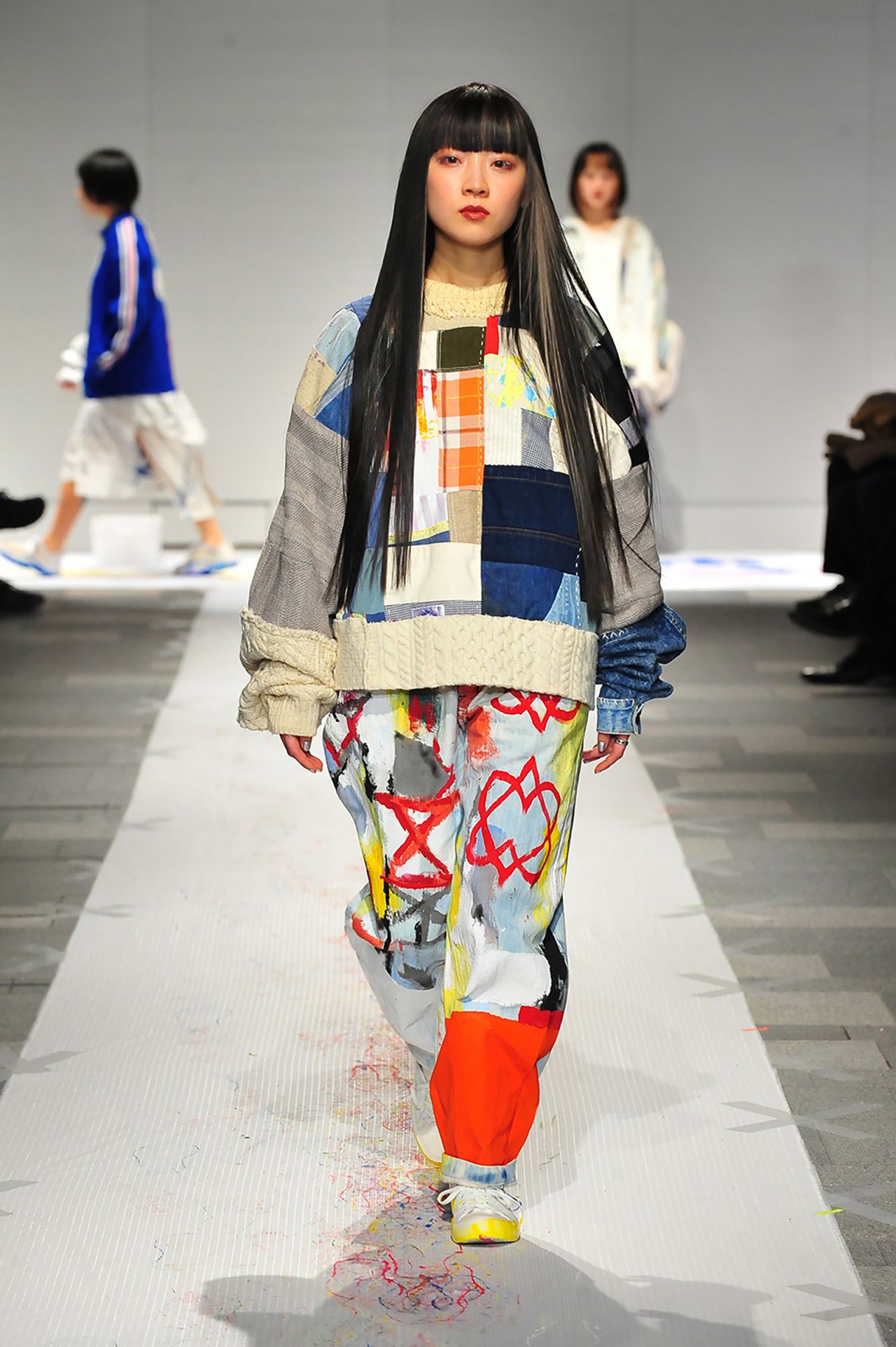 Nisai, a brand that upcycles used and vintage clothing, shows at Tokyo's Rakuten Fashion Week on March 15.