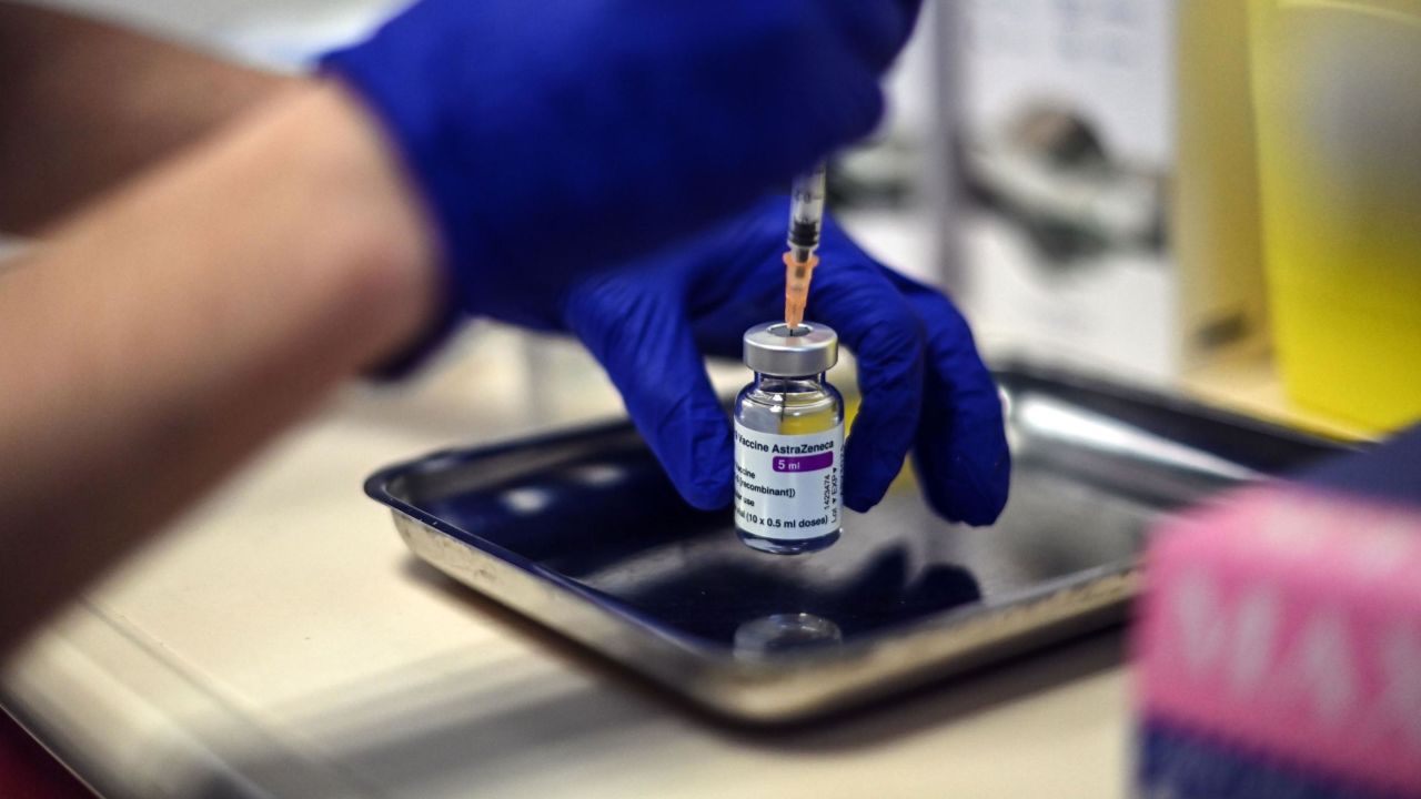 A nurse prepares a dose of the AstraZeneca/Oxford Covid-19 vaccine at the Edouard Herriot hospital on February 6, 2021 in Lyon, after the top French health authority on February 2, 2021 cleared AstraZeneca's Covid-19 vaccine for use, but advised against giving it to people over 65. (Photo by OLIVIER CHASSIGNOLE / POOL / AFP) (Photo by OLIVIER CHASSIGNOLE/POOL/AFP via Getty Images)