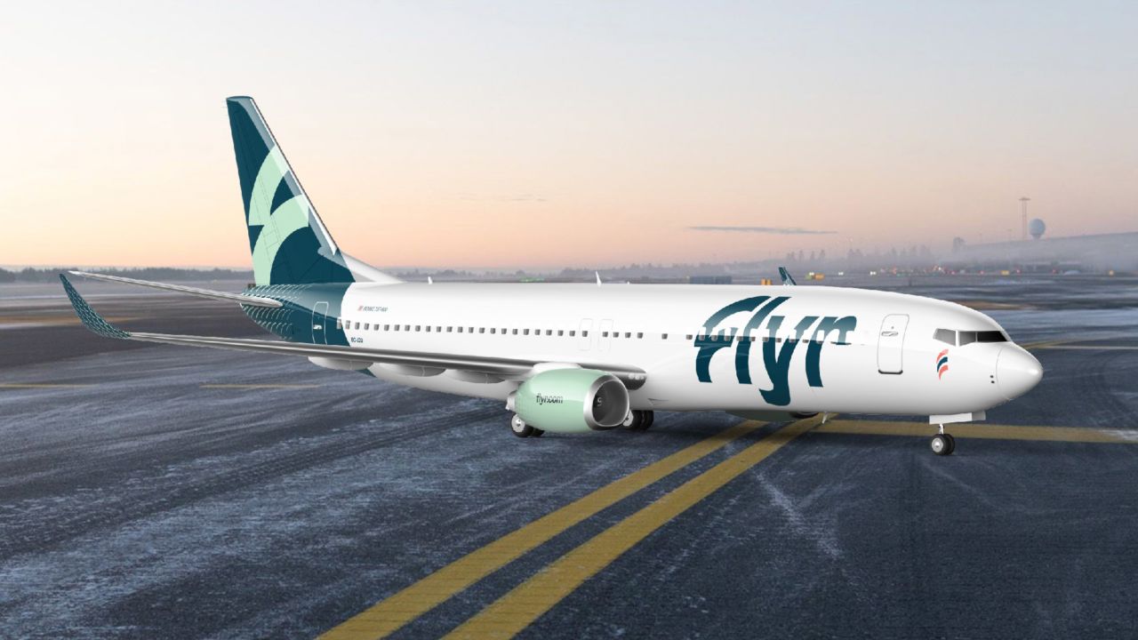 A rendering of Flyr's chosen aircraft, the Boeing 737-800.