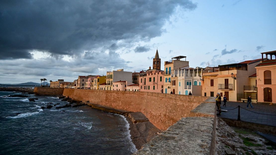 The coastal town of Alghero in Sardnina.