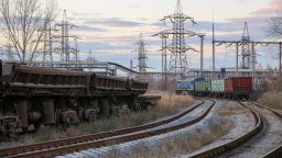 DONETSK, UKRAINE - DECEMBER 10, 2020: Coal cars at the Yuzovsky Metallurgical Plant (YuMZ). The plant has resumed its operation after a suspension of production caused by shortage of raw material. The plant manufactures semifinished products for consumers in metallurgical industry, machine building and construction. The plant can produce over 35,000 tonnes of continuously cast billets a month. Valentin Sprinchak/TASS (Photo by Valentin Sprinchak\TASS via Getty Images)