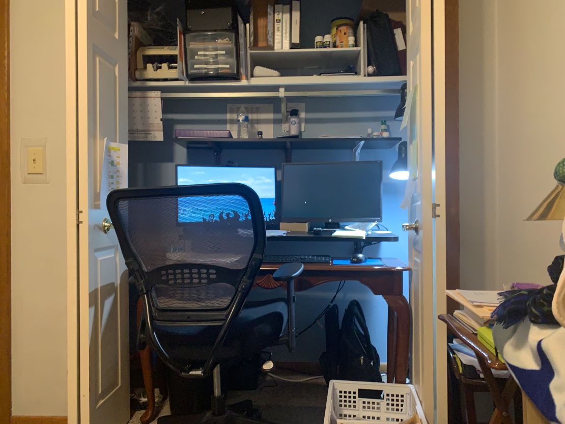 Brenda Jackson converted the closet in her spare bedroom into a workspace.  