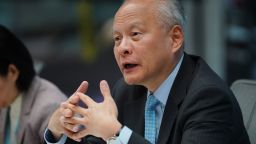 Cui Tiankai, China's ambassador to the U.S., speaks during an interview in New York, U.S., on Friday, May 24, 2019. Tiankai discussed U.S. President Donald Trump's blacklisting of Huawei Technologies Inc. and the breakdown of U.S.-China trade talks. Photographer: Christopher Goodney/Bloomberg via Getty Images