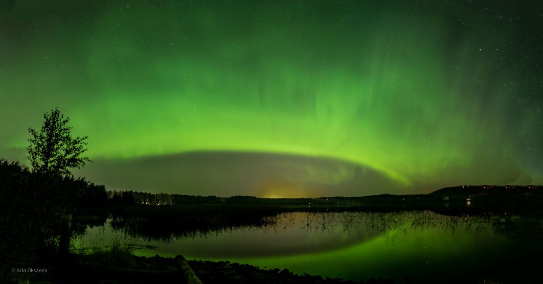 This green aurora arc in Muurame, Finland, was captured by Arto Oksanen, president of Hankasalmi Observatory, in 2020.