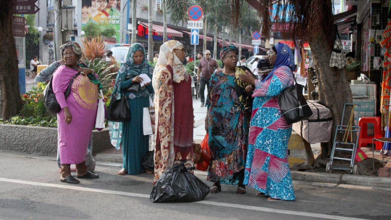A group of African women in Denfeng village, Guangzhou, in 2019.