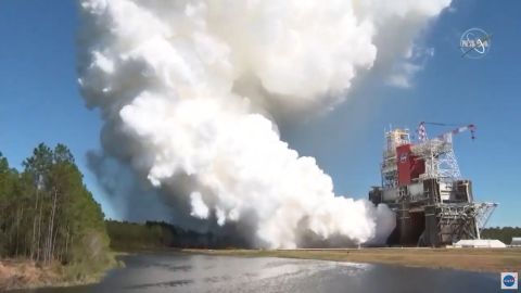 The SLS rocket test lasted for eight minutes.