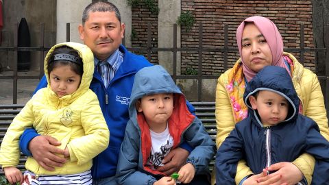 Mihriban Kader, Mamtinin Ablikim and their three younger children in Italy in 2021.