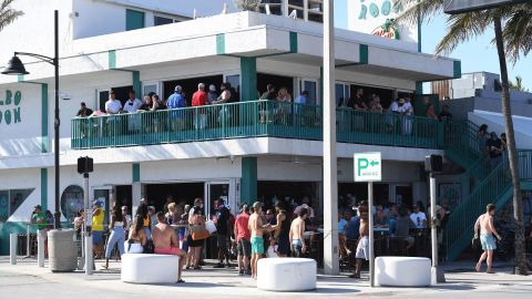 A general view of people partying at the Elbo Room on Fort Lauderdale Beach on March 14, 2021