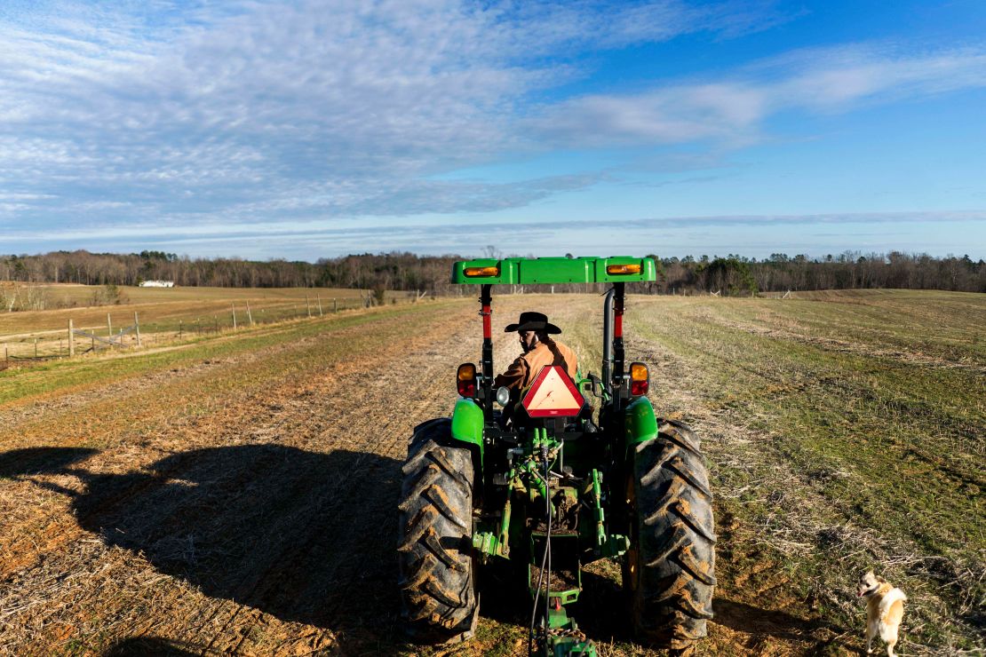 Fourth generation crop farmer John Boyd, president of the Black Farmer's Association, plants winter wheat in one of his fields in Baskerville, Virginia on Tuesday January 8, 2019. 
