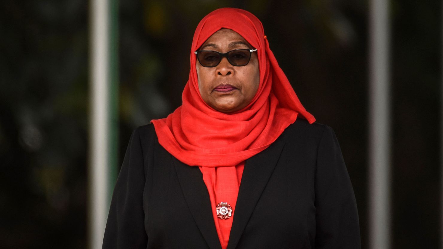 New Tanzanian President Samia Suluhu Hassan, pictured at a military parade following her swearing-in the as the country's first female President on March 19, 2021.