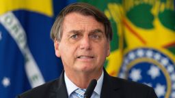 Jair Bolsonaro, Brazils president, speaks during a bill signing ceremony at the Planalto Palace in Brasilia, Brazil, on Wednesday, March 10, 2021. Bolsonaro said Brazil will have more than 400m doses of vaccines available by the end of this year. Photographer: Andressa Anholete/Bloomberg via Getty Images