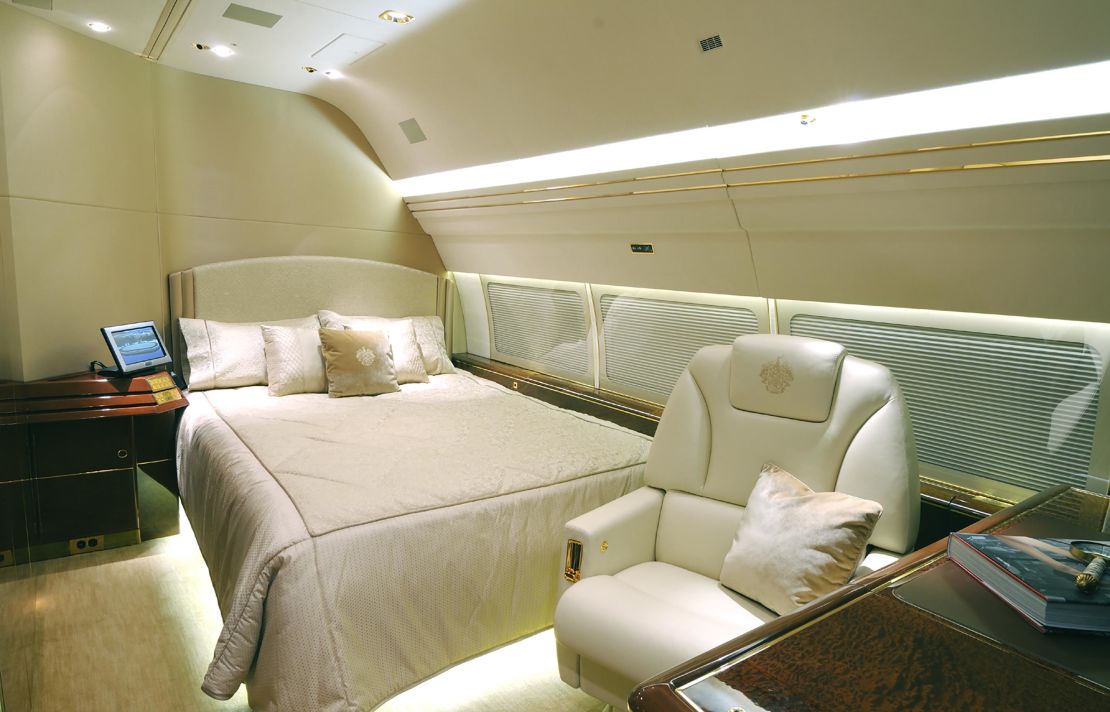 A bedroom in the plane.