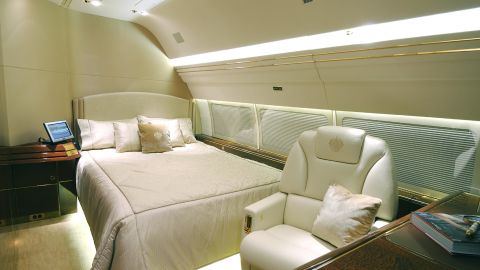 A bedroom in the plane.