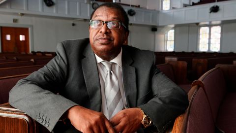 The Rev. Timothy McDonald III poses for a portrait at First Iconium Baptist Church, on February 22, 2021, in Atlanta.