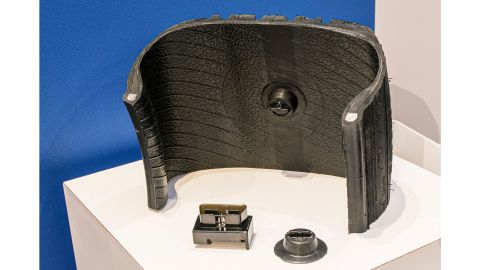 A section of a Goodyear tire showing the sensor.