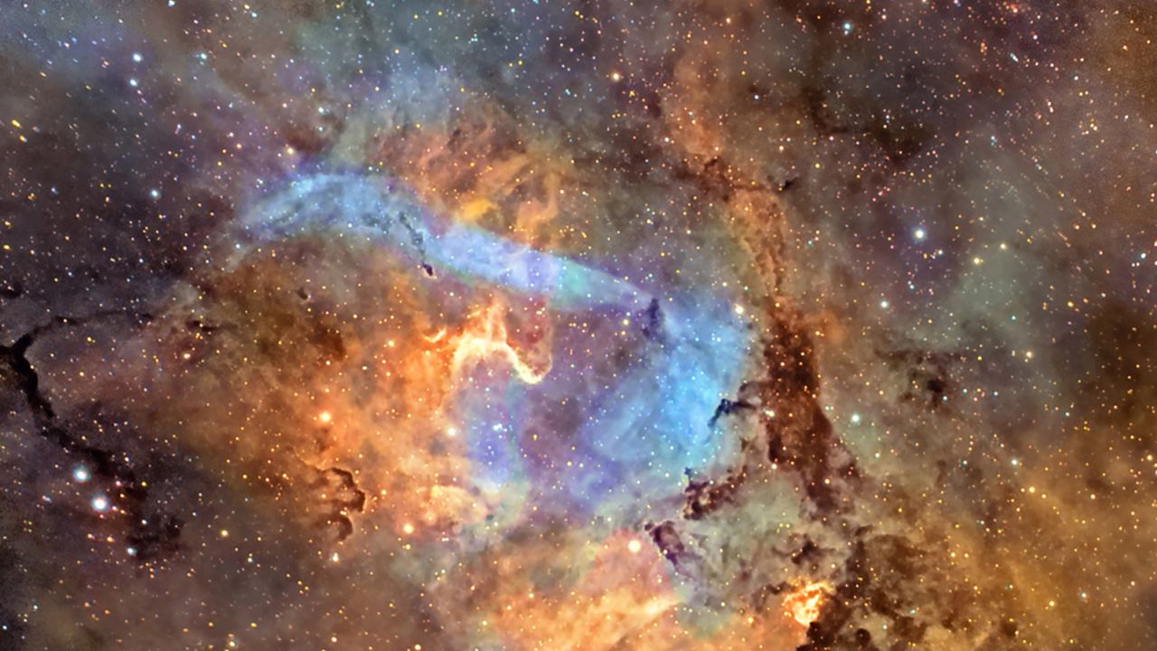 An photo of the Sharpless 132 nebula which makes up a small part of JP Metsavainio's Milky Way mosaic completed on March 16 after 12 years of work.
