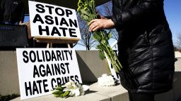 Community members and interfaith leaders gathered to protest the hatred of Asian Americans at Bicentennial Park in Columbus on Saturday, March 20, 2021. Participants condemned the murders of eiight people in Atlanta and other instances of hatred towards Asian Americans.04 rally