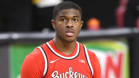 Ohio State forward  E.J. Liddell, here before a February game against Maryland, said he received a death threat after his team's upset loss Friday. 