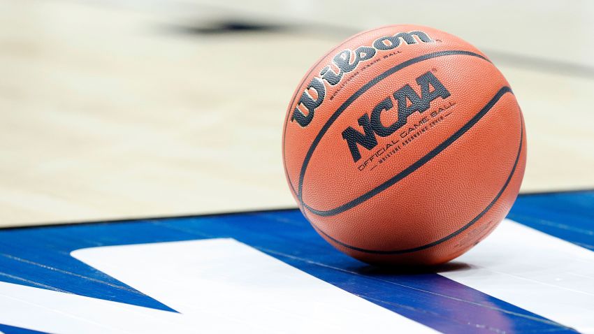 INDIANAPOLIS, INDIANA - MARCH 20: A basketball is seen before  the first round game of the 2021 NCAA Men's Basketball Tournament between the UC Santa Barbara Gauchos and the Creighton Bluejays at Lucas Oil Stadium on March 20, 2021 in Indianapolis, Indiana. (Photo by Tim Nwachukwu/Getty Images)