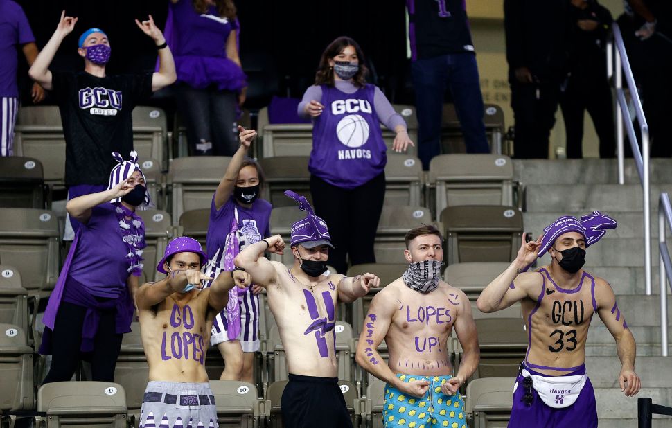 Grand Canyon fans show their support for their team prior to the Iowa game on March 20.