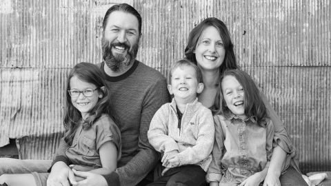 Crystal and Eric Sauser with their three children.