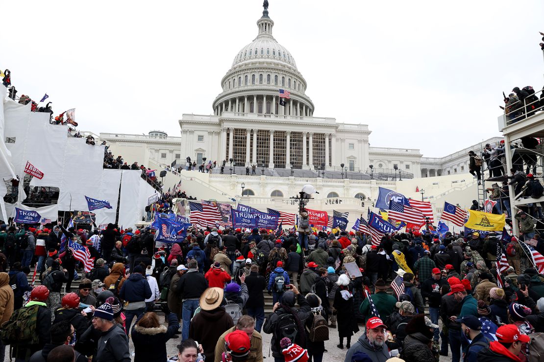 Protesters gather outside the U.S. Capitol Building on January 06, 2021 in Washington, DC. 