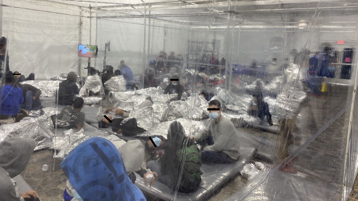 Photos released by Democratic Rep. Henry Cuellar's office show conditions inside a USCBP facility in Donna, Texas, over the weekend. 