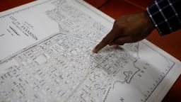 Community historian Morris "Dino" Robinson, who helped shape the Evanston's reparations initiative, points to the borders of the Fifth Ward, which was the area of Evanston the city's Black citizens were forced to move to due to redlining between 1919 and 1969, in Evanston, Illinois, U.S March 17, 2021. REUTERS/Eileen T. Meslar