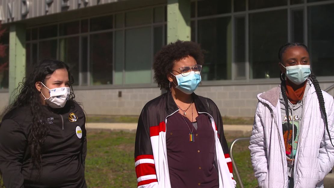 Philadelphia high school sophomores Angelica Lov Speech, left, and Dena Stiles-Lawson say they find online learning hard, especially in their creative classes.