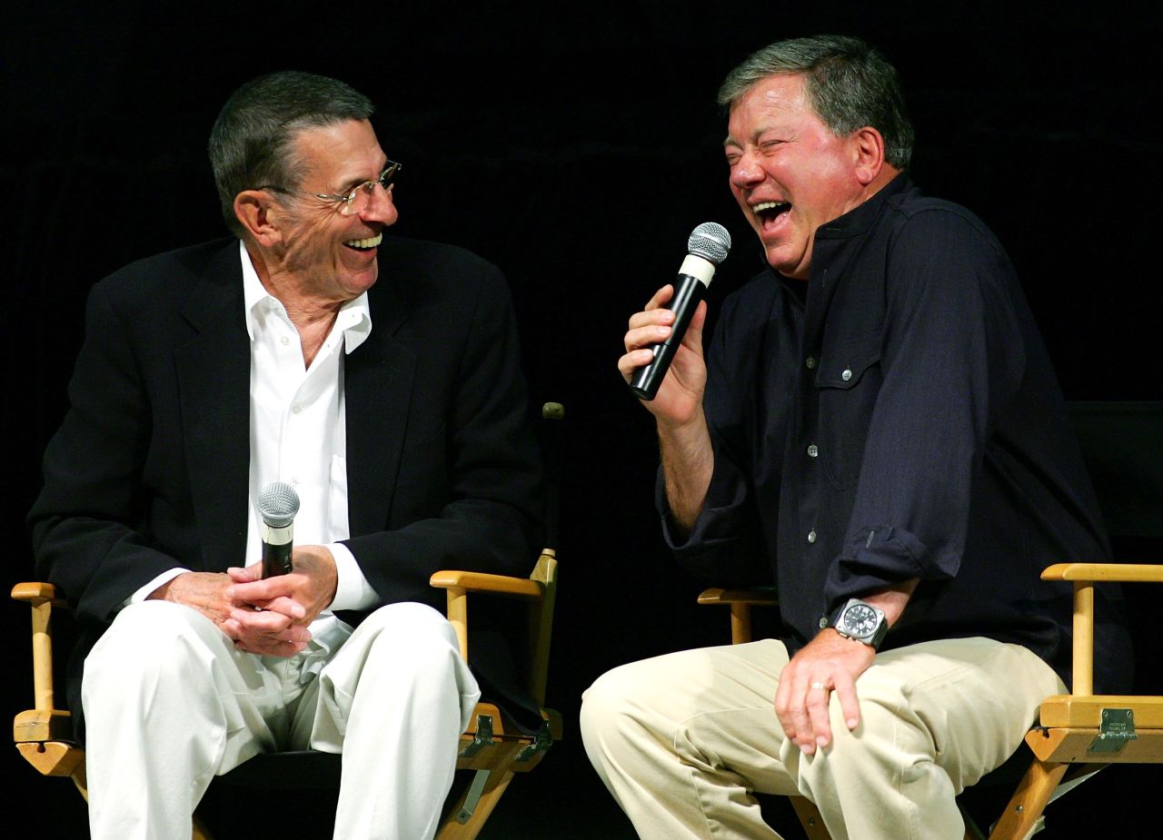 Shatner and Leonard Nimoy reminisce at a "Star Trek" convention in Las Vegas in 2006.