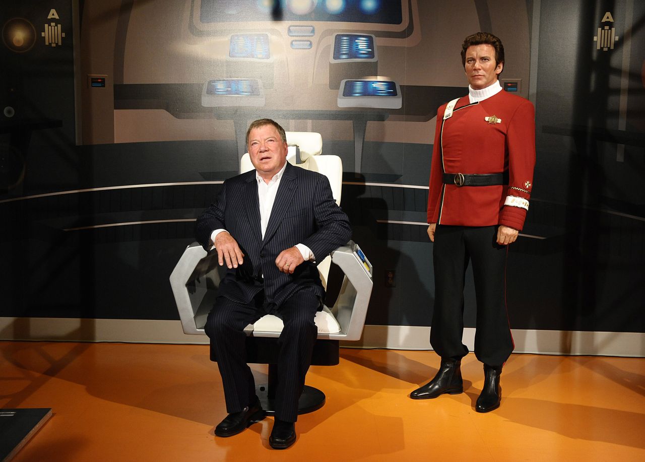 Shatner attends the unveiling of a Captain Kirk wax figure at the Madame Tussaud's Wax Museum in Los Angeles in 2009.