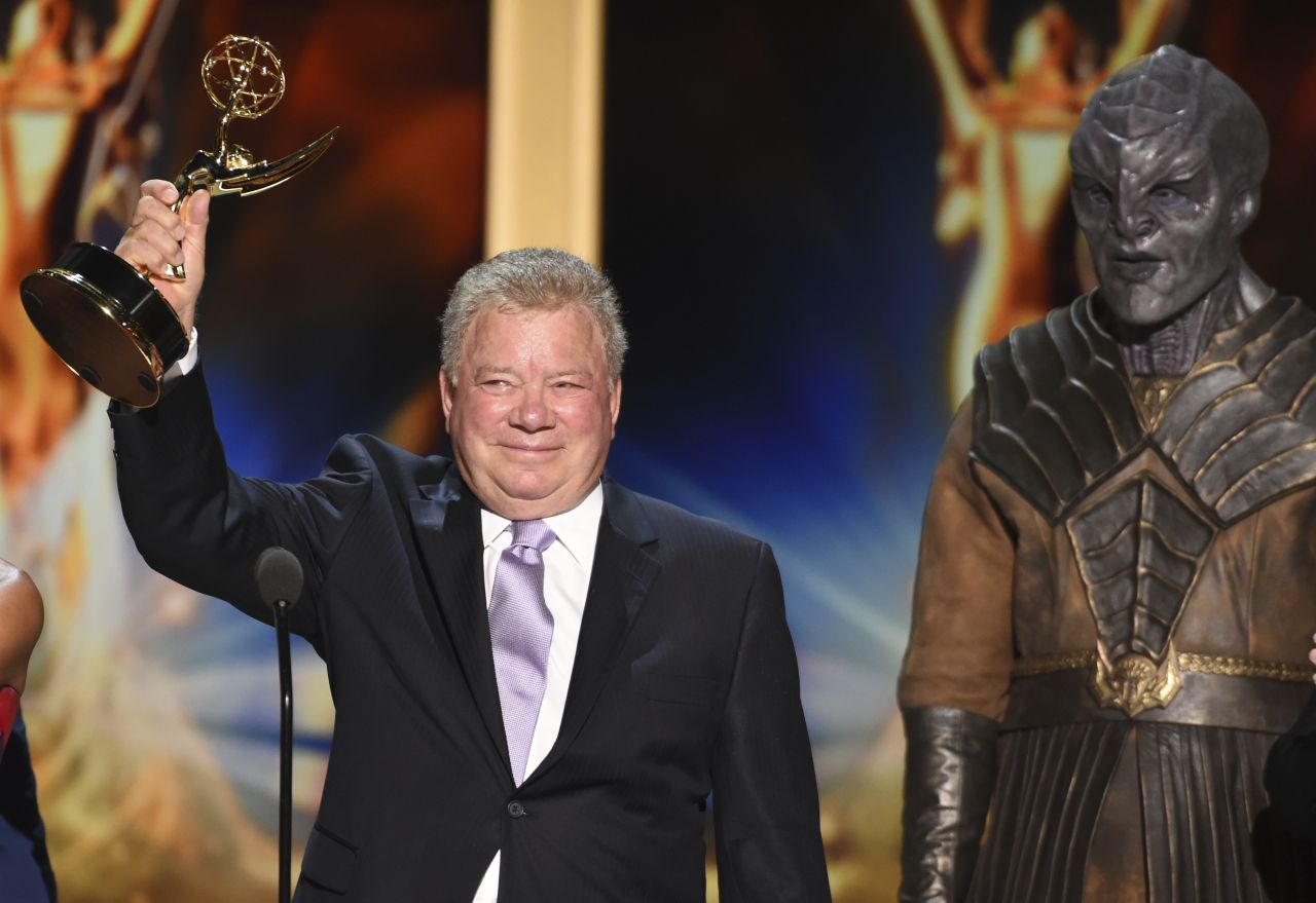 Shatner accepts the Governors Award on behalf of the cast and crew of "Star Trek" during the 2018 Creative Arts Emmys.
