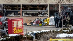 BOULDER, CO - MARCH 22:  Tactical police units respond to the scene of a King Soopers grocery store after a shooting on March 22, 2021 in Boulder, Colorado. Dozens of police responded to the afternoon shooting in which at least one witness described three people who appeared to be wounded, according to published reports.  (Photo by Chet Strange/Getty Images)